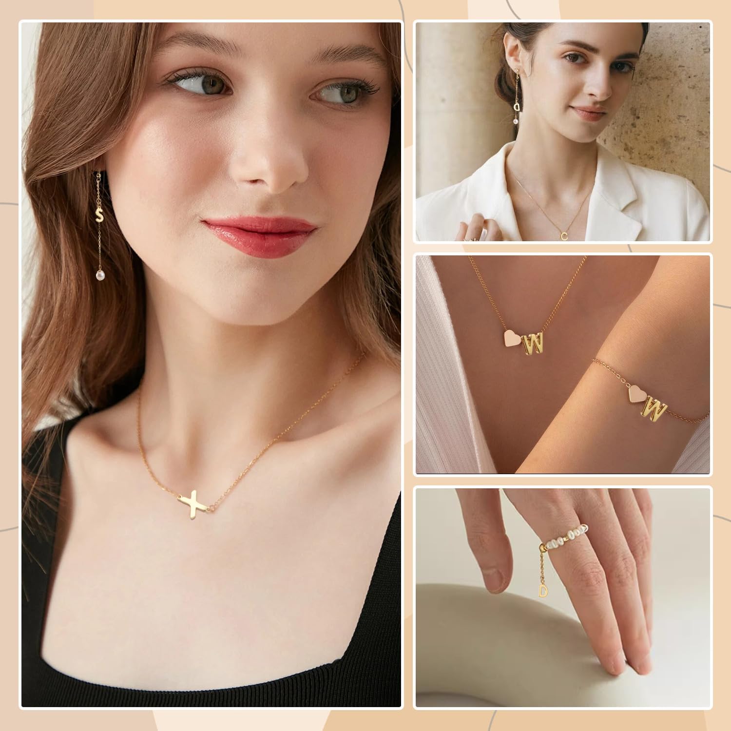 26Pcs 18K Gold Filled A-Z Alphabet Letters Charms for Jewelry Making, Initial A-Z Alphabet Charm Pendant Beads, Slide Glitter Pendants for Women DIY Bracelet Necklace Earrings Choker Making - Image 4