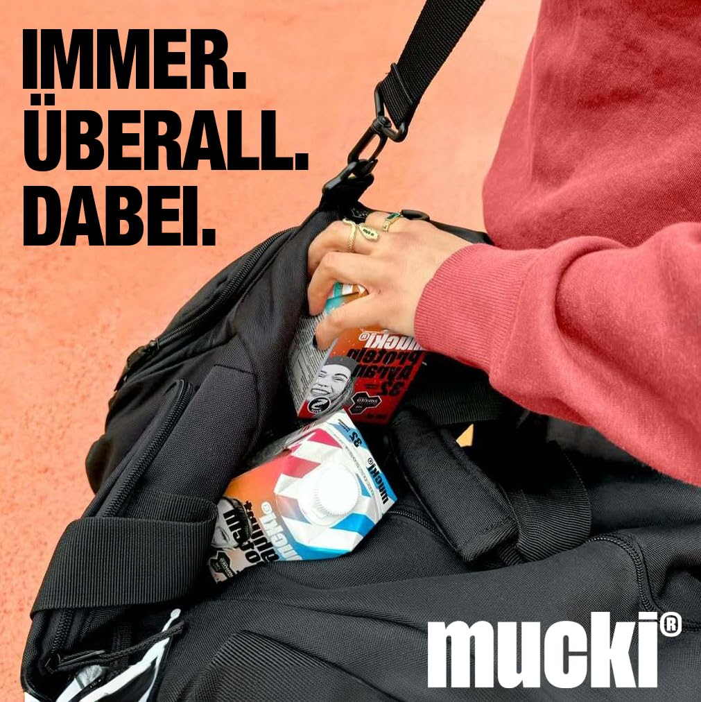 mucki PROTEIN DRINK EISTEE Pfirsich– Protein-Drink Fertig mit 30 g Protein – Zero Fat Trinkmahlzeit für Muskelaufbau & bewusste Ernährung – 12 x 500 ml Vorratspack