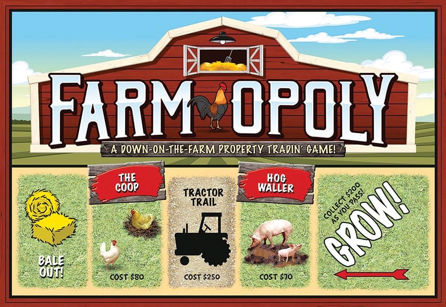 Farm-Opoly Board Game – A Down-on-The-Farm Property Trading Game! – for 2 to 6 Players Ages 8 and up miniatura 4