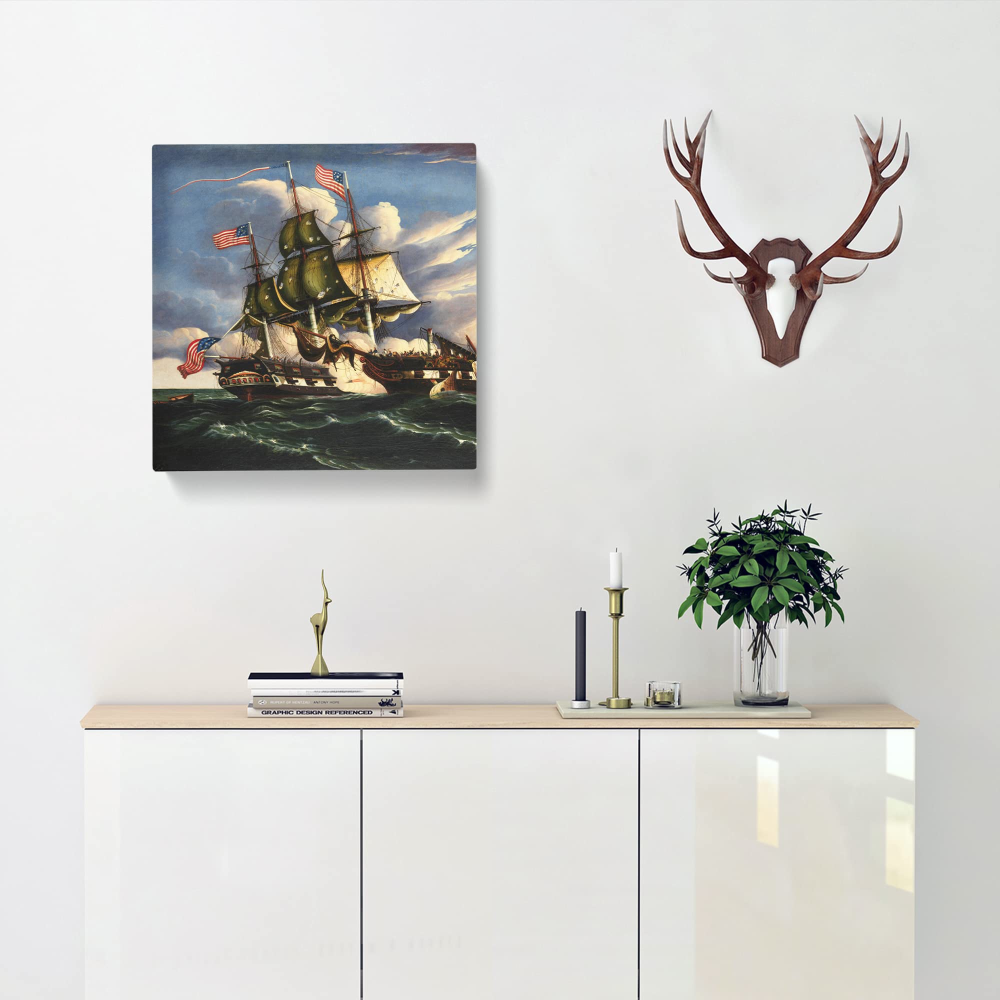 The Constitution And The Guerriere by thomas chambers Canvas Print, Mixed, 35L x 35W cm - Image 2