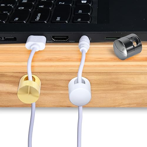 Miniatura 32 de 3 juegos de soportes de cargador para cables, soportes de anclaje de cable ajustables plateados, clips de cable de metal adhesivos, organizadores de