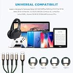 2Pack 4FT Multi Charging Cable ，USB C Splitter Cable，4 in 1 Fast Charging QC3.0 Nylon Braided Charging Cord with 4 Type-C Cable, for iPhone 15 Pro Max/Android and Tablets (USB C Splitter Cable)