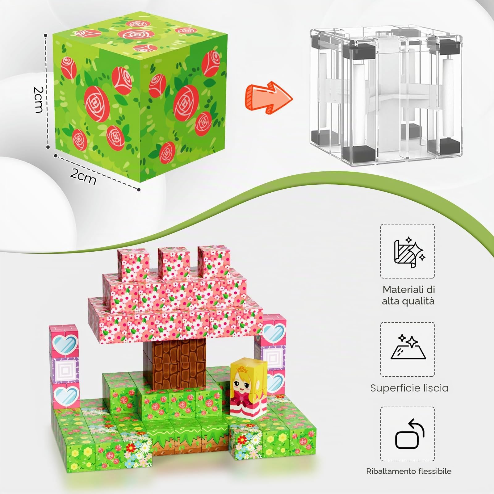 Coolzon Blocchi di Costruzioni Magnetiche per Bambini 154 Pezzi,Blocchi Magnetic Building Blocks Giocattoli Montessori,Giocattolo da Costruzione a Cubo, 3+ Anni Regalo Pasquale per Ragazzi e Ragazze