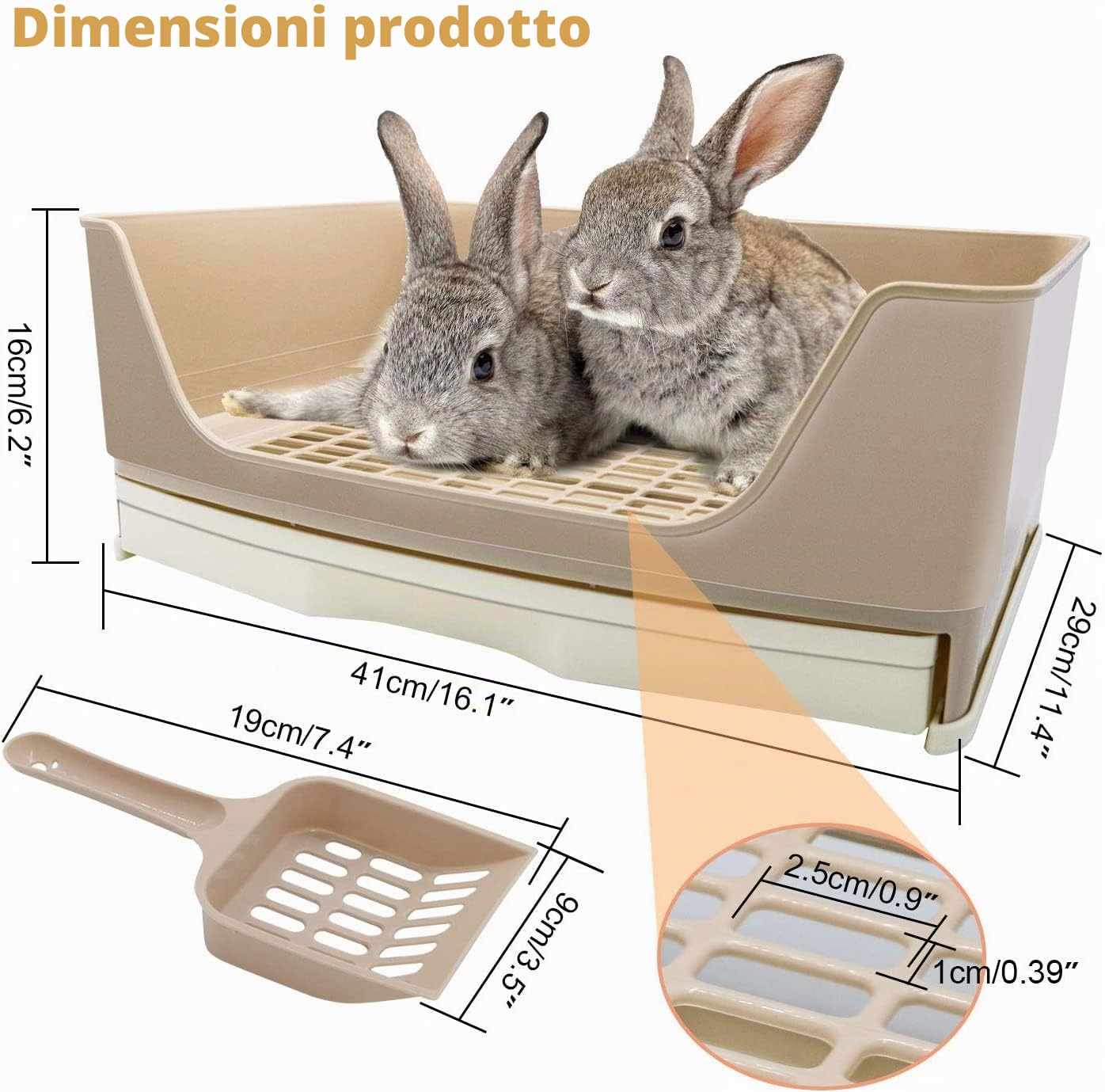 HYLYUN Grande lettiera a forma di coniglio, lettiera angolare, con cassetto, pentola per animali domestici, per adulti porcellini d'India, conigli, criceto, cincilla, galesaur, piccoli animali (L)