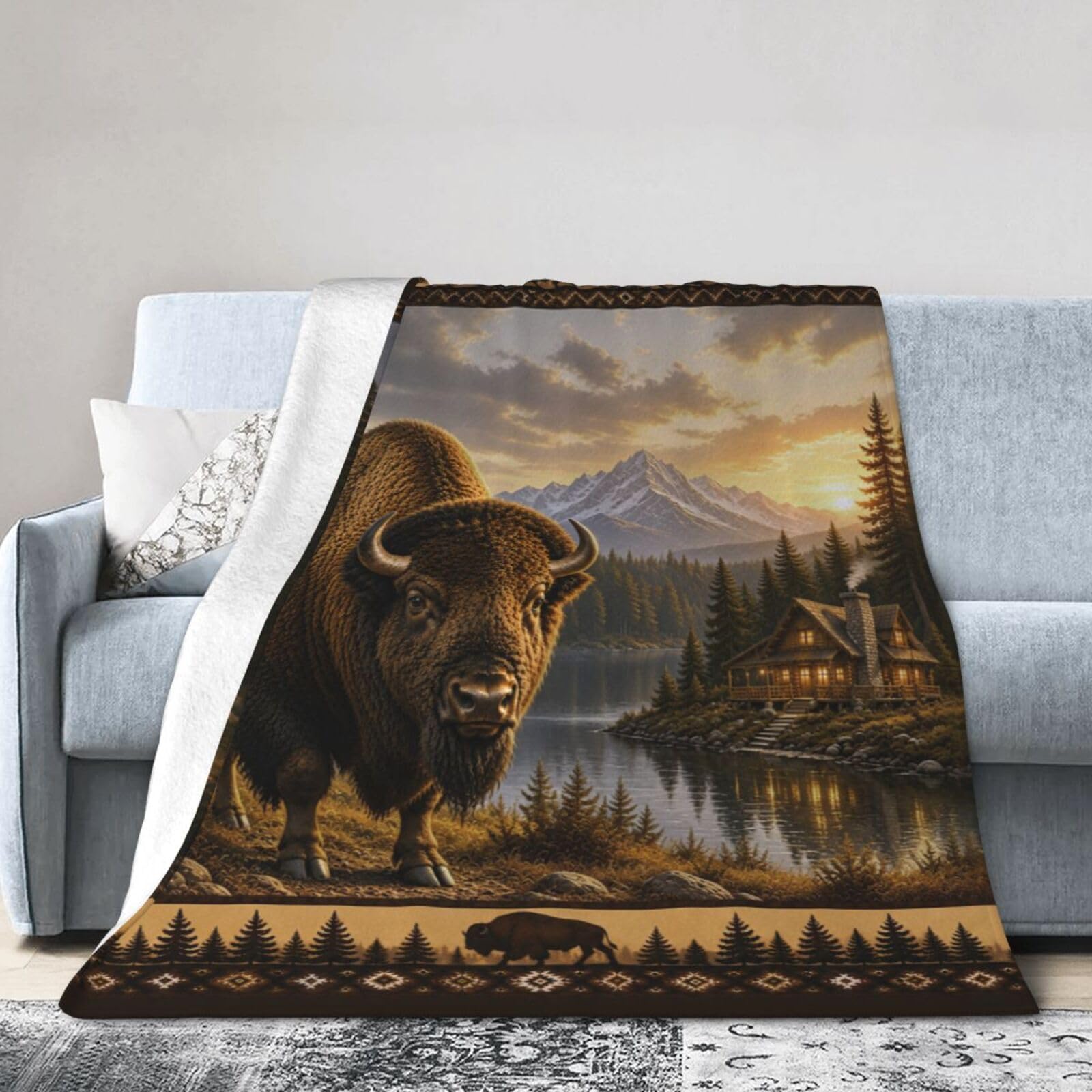 Baegopa Bison Throw Blanket 50"X40"