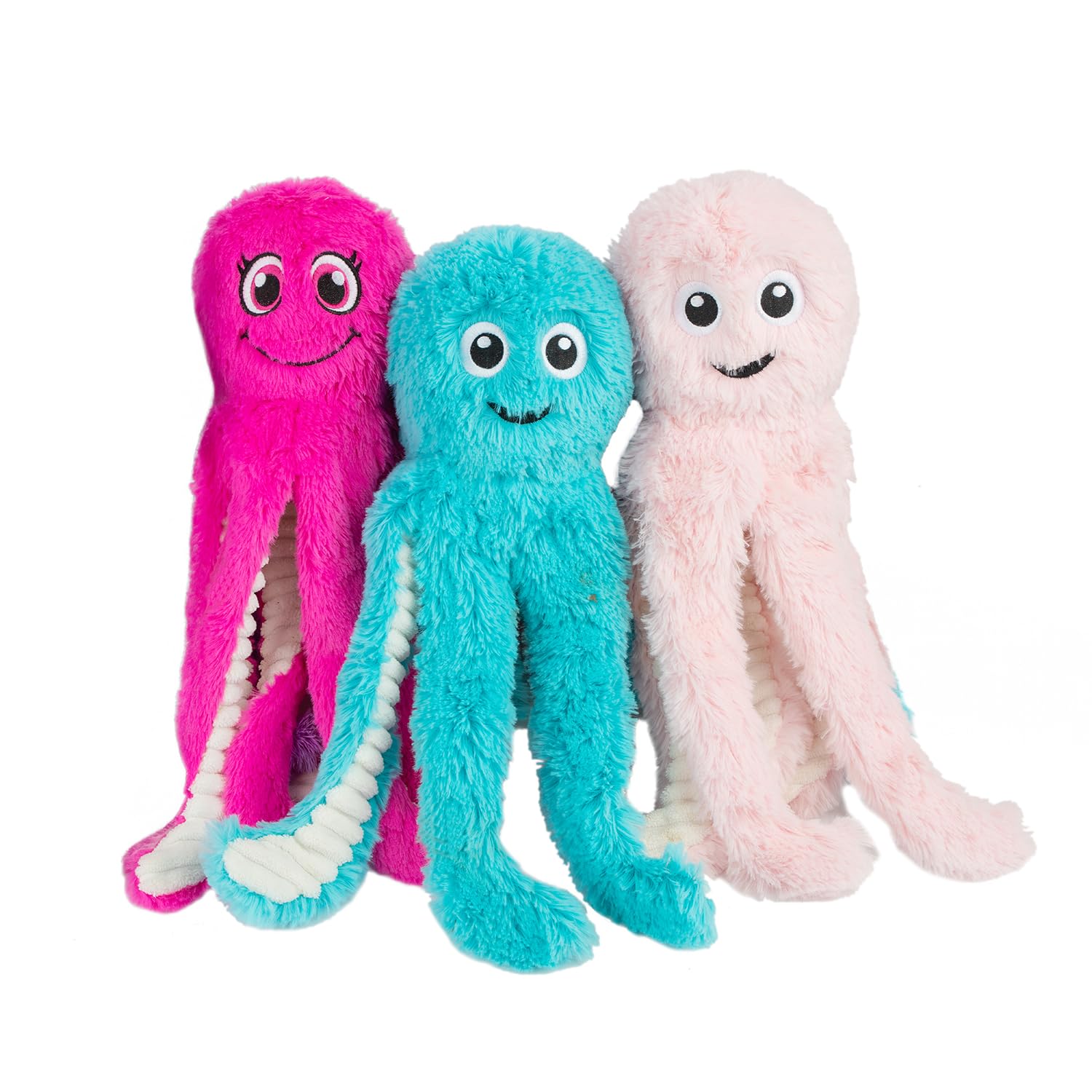 Best Pet Supplies Interactive Squeaky Dog Chew Toy, Ideal Dog Toys for Chewers, Small, Medium & Large Dogs, and Fetch Lovers - Octomutant (Fuchsia, Purple, Turquoise), Large