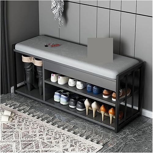 Miniatura 1 de NgAnoh Zapatero para el hogar, banco de zapatos pequeño, muebles de sala de estar, zapatero de 3 niveles con almacenamiento de botas, organizador de