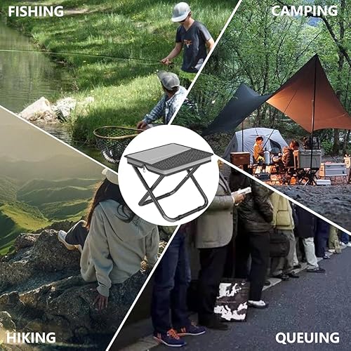 Miniatura 8 de Taburete plegable ultraligero portátil, silla de camping, estilo bolso, taburete plegable de bolsillo para camping, viajes, pesca, senderismo y