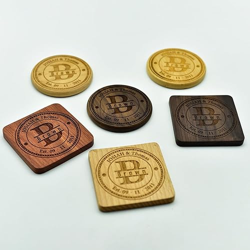 Miniatura 4 de Personalized Coasters Bundle Natural Wood Handmade, Personalized Gifts for Couples, Wedding Gifts, Anniversary Gifts, Custom Coasters for Drinks,