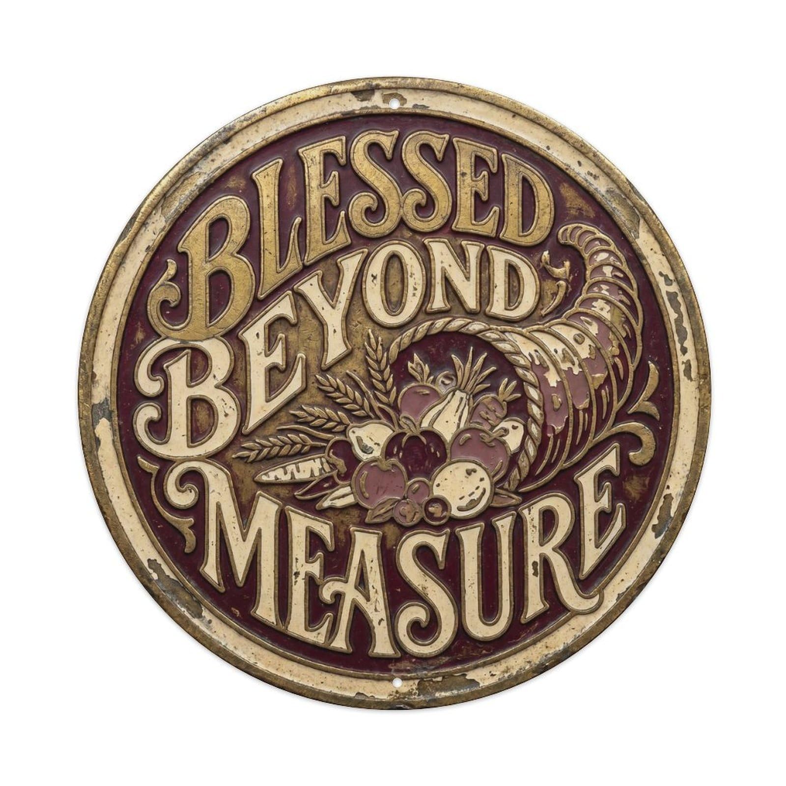 Cmhok Vintage Style Blessed Beyond Measure Vintage Living Ornament Retro Slogans Metal Tin Sign Plaque Wall Decor For Cafe, Club, Garden Round Metal Poster 8X8inch