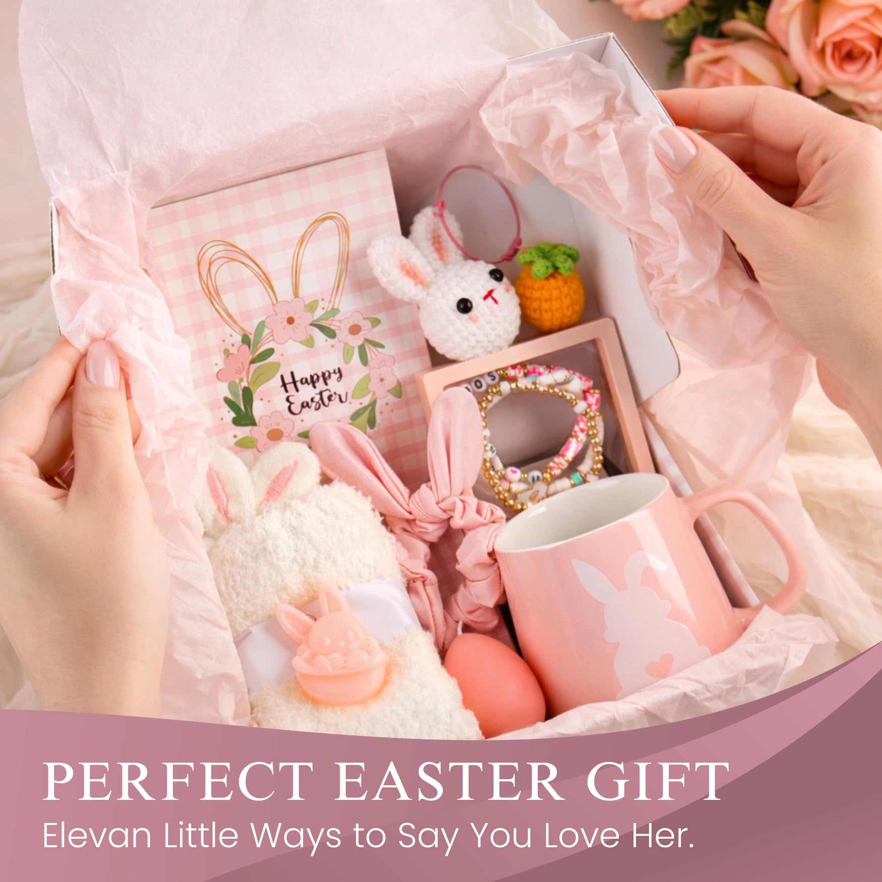 Teen Easter Basket Stuffers for Teen Girls & Women 11 pieces – Bunny Gift Set with Easter Tumbler, Coffee Mug & Bracelet, Cute Spring Gifts