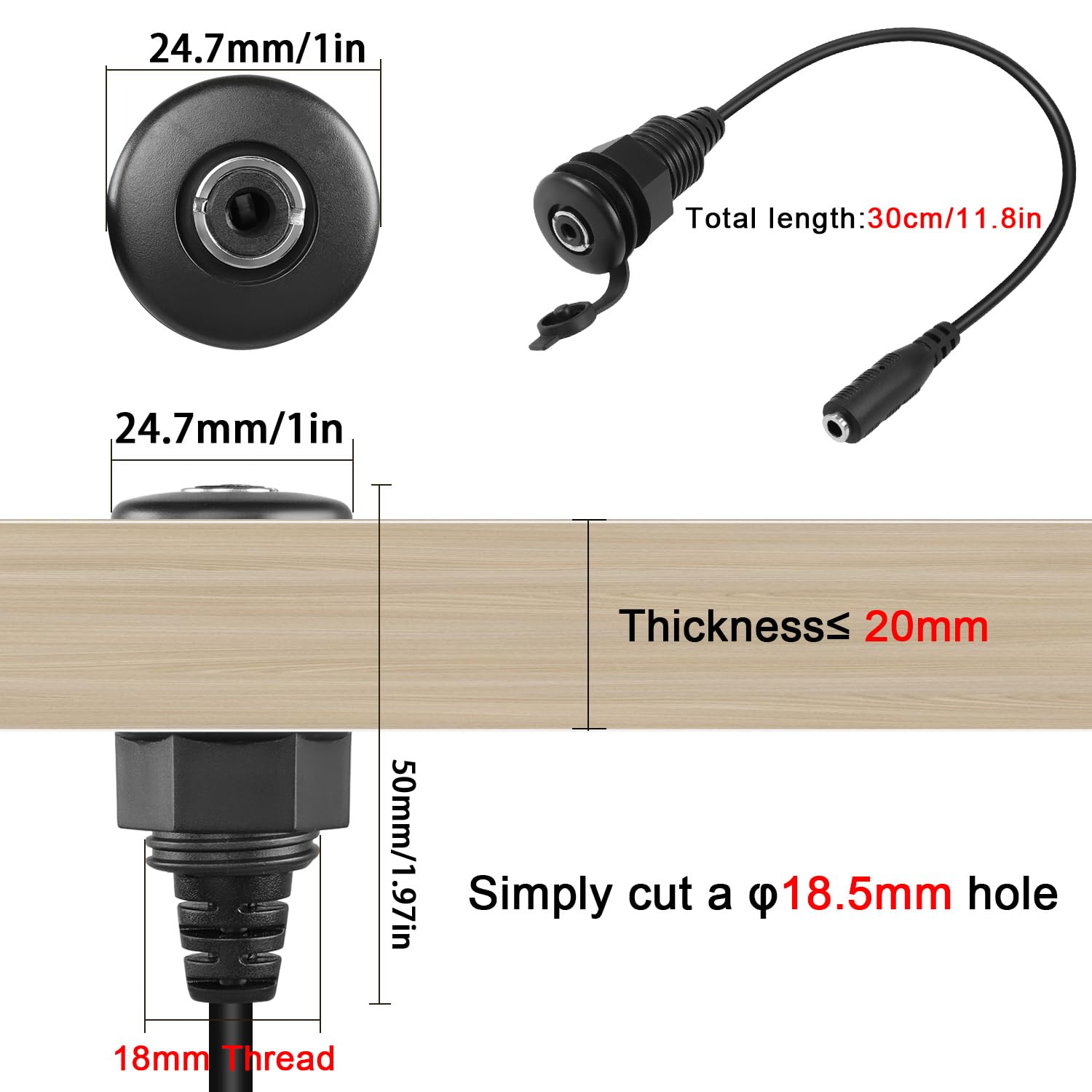 QIANRENON TRS 1/8 Incasso Fissaggio Filettato Adattatore 3,5mm Femmina a Terminale a Saldare Pannello Montaggio Stereo Connettori, 3 Poli Cuffie Saldatura Modulo, Per Cuffie, Smplificatori, Mixer