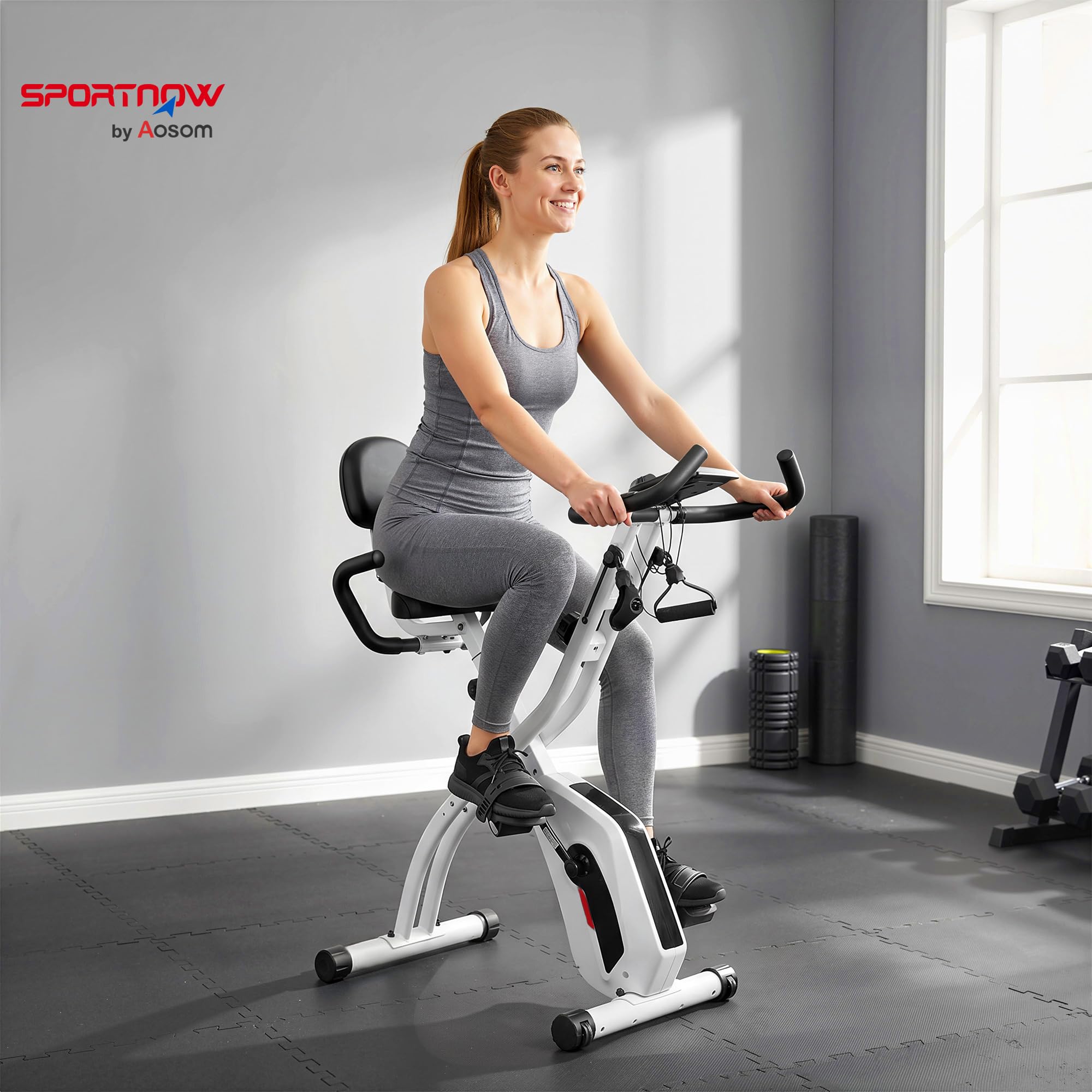 SPORTNOW 3-1 Składany i cichy rower treningowy Zwift 8 poziomów