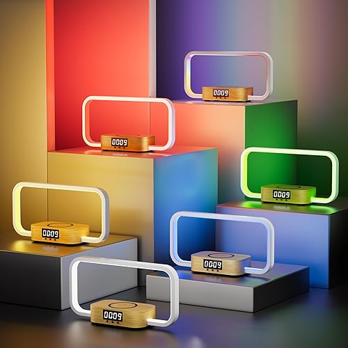 Miniatura 4 de AONTESS Lámpara de mesita de noche Cargador inalámbrico Lámpara de mesita de noche táctil con puerto USB  Lámpara de escritorio con luz LED moderna