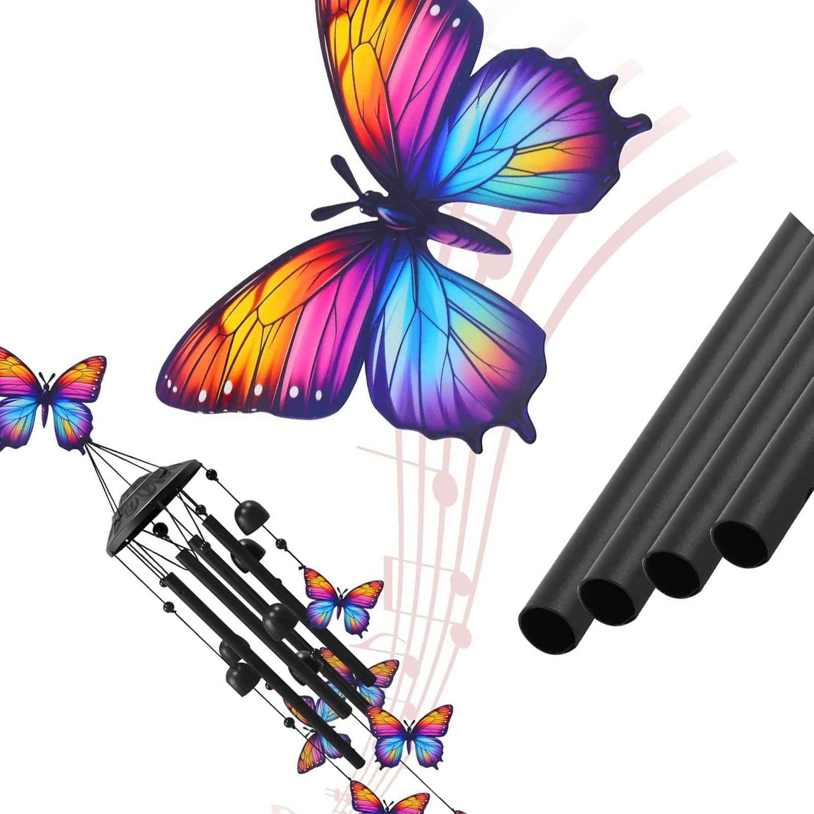 Simple Install Metal Wind Toll Offering Vibrant Hues and Gentle Chimes Ideal for Patio or Yard Use Permanent Colorful Weather Outdoor Garden Patio Yard Easy Install Soothing Decorative Outdoor