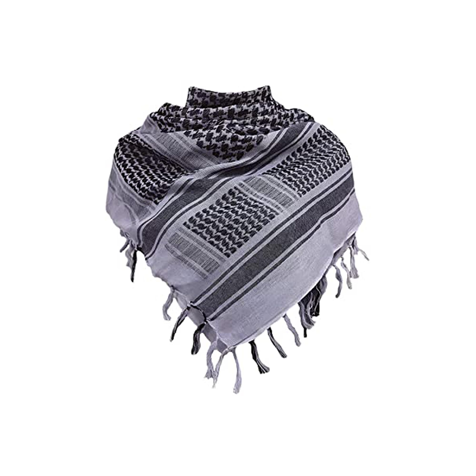 Swift Wear Unisex Grey Black Soft Cotton Shemagh Scarf Arab Sun Hat Combat Desert Keffiyeh Sas Army Tactical Military Desert Head Neck Wrap Mask (Grey Black), One Size