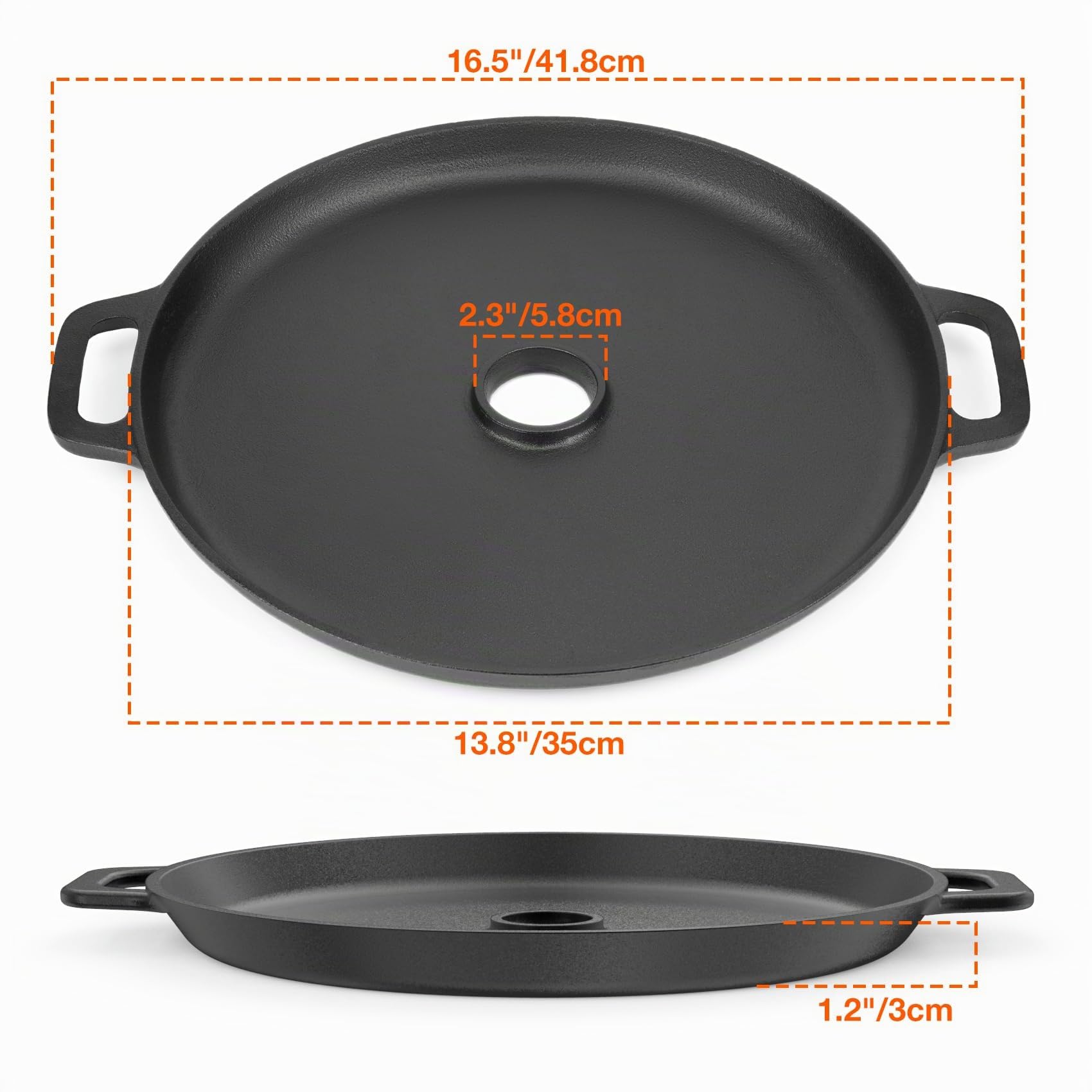 onlyfire Plancha de Hierro Fundido Redonda Barbacoa, Ø35 cm