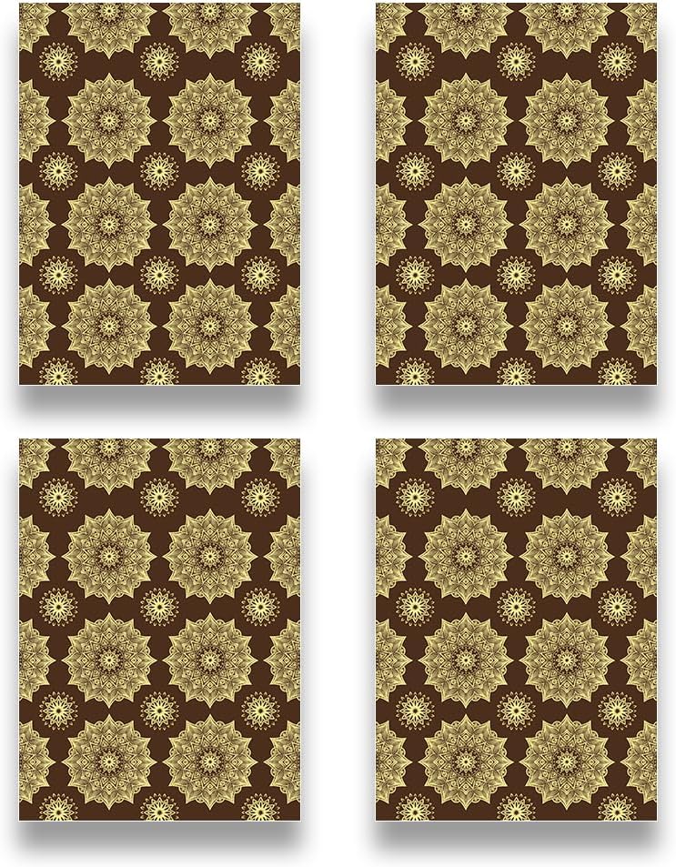 Happy Eid Mubarak Brown Flower Gift Wrapping Paper Set of 4 Sheets With Matched Light Gold Ribbon, Folded Flat 20x28 inches per sheet For Kids Islam Ramadan Holiday Party Celebration Decorations image 3