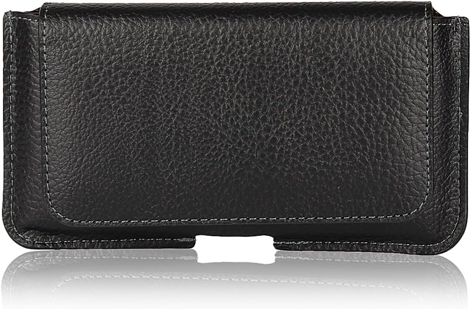 Hadi Soft Leather Holster Carrying Pouch with Magnetic Closure For 4.7 inch Cell Phone (For iPhone 6 / 6s / 7 ) - Horizontal - Black - Small Size