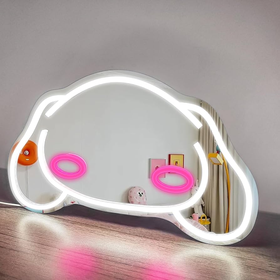 鏡　ネオンサイン　ミラー　発色抜群✨ Amazon.co.jp: Cheunyar アニメミラー ネオンサイン 調光可能 LED