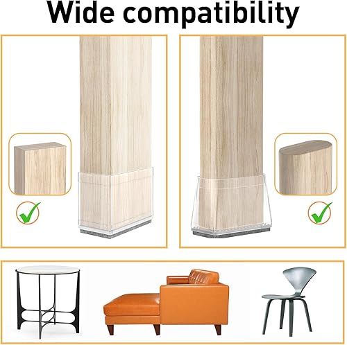 Miniatura 4 de Protectores rectangulares de 1.6 x 3.1 in para patas de silla para suelos de madera dura, cubiertas de silicona para proteger suelos de baldosas de