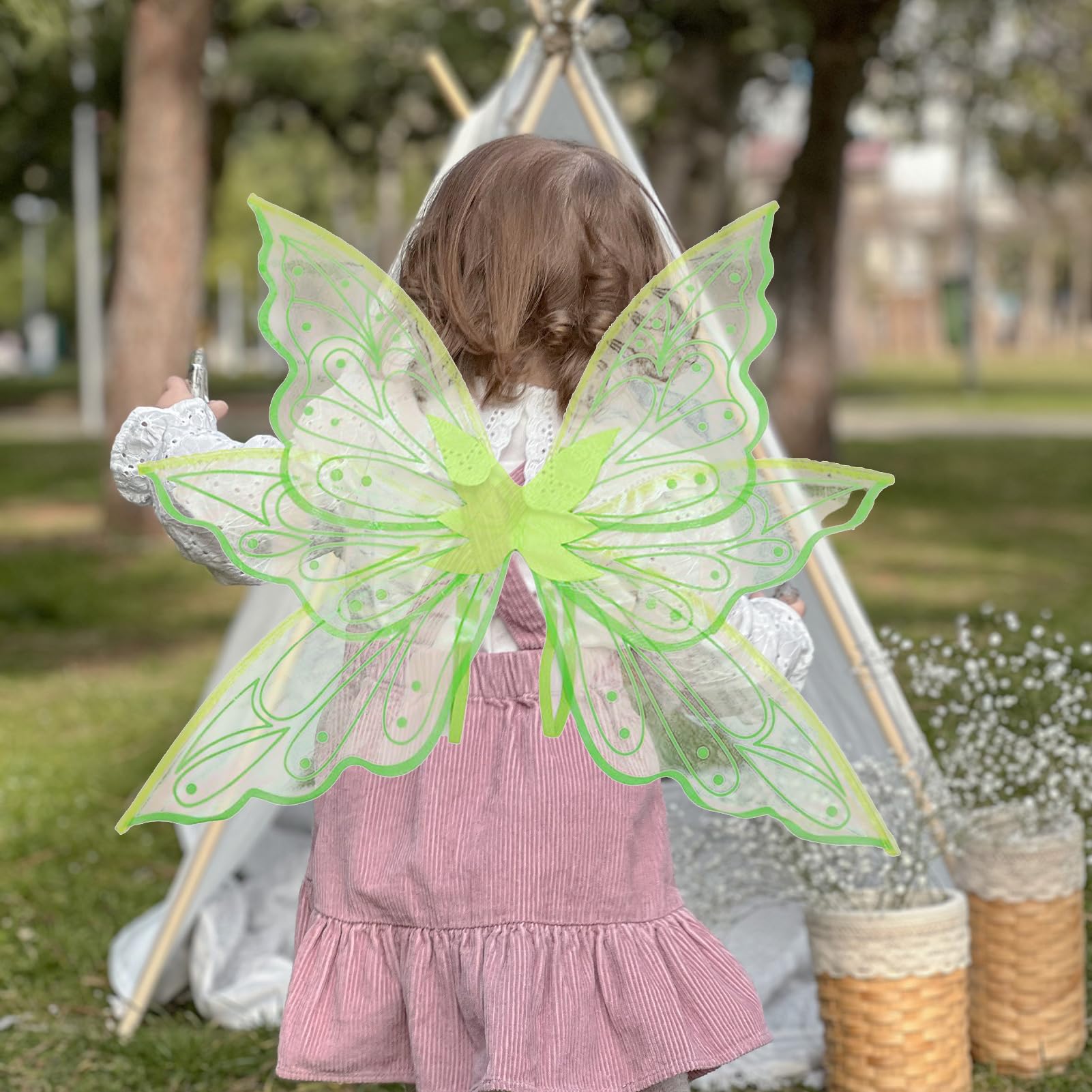 Fairy Butterfly Wings For Girls – Sheer Dress-Up Wings For Halloween, Costume Party, Role Play, Stage Performance (Type 3, 23.6x19.6 In) - View #5