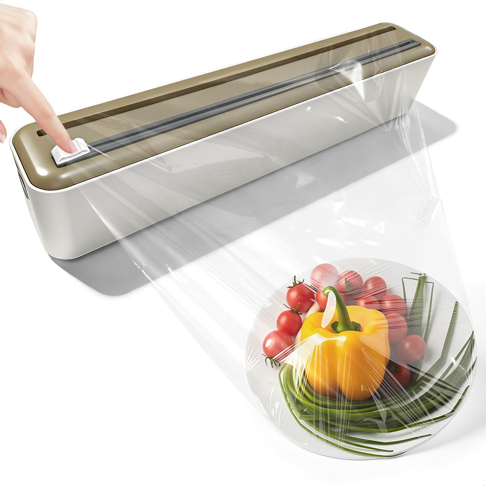 Derouleur Film Alimentaire, Distributeur Papier Aluminium et Film, Distributeur Film Alimentaire Convient aux Rouleaux de Moins de 30 Cm de Longueur et 5 Cm de Diamètre, Modèle à Ventouse, Brun