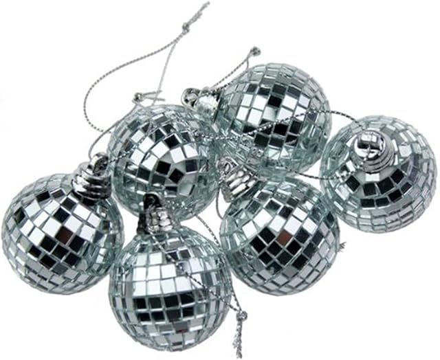 Silver Mini Disco Mirror Ball Christmas Tree Bauble Home Party Decoration Gift Fun Room Craft Frozen