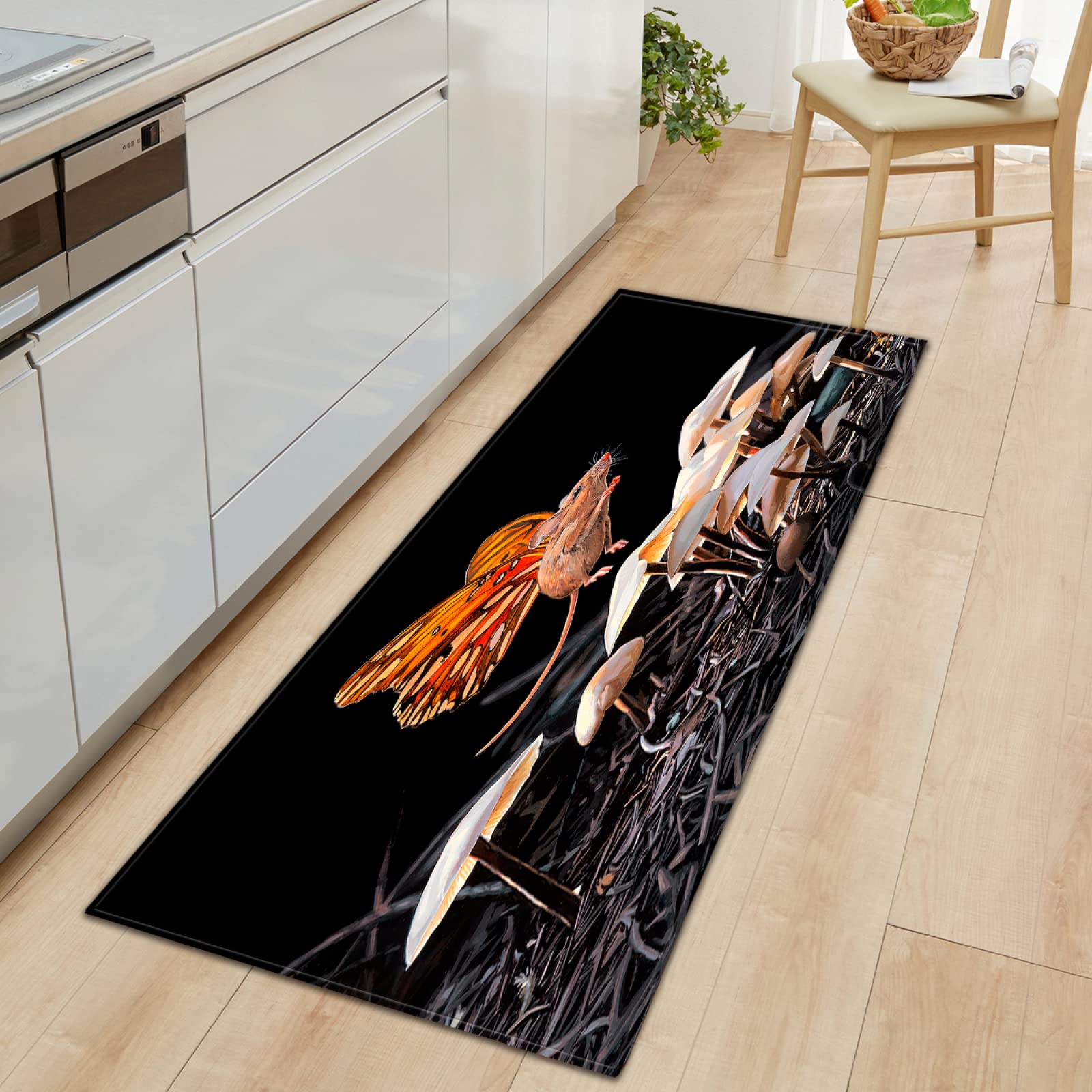 Tapis cuisine champignon lavable en machine paillasson tapis de bain 60x180cm