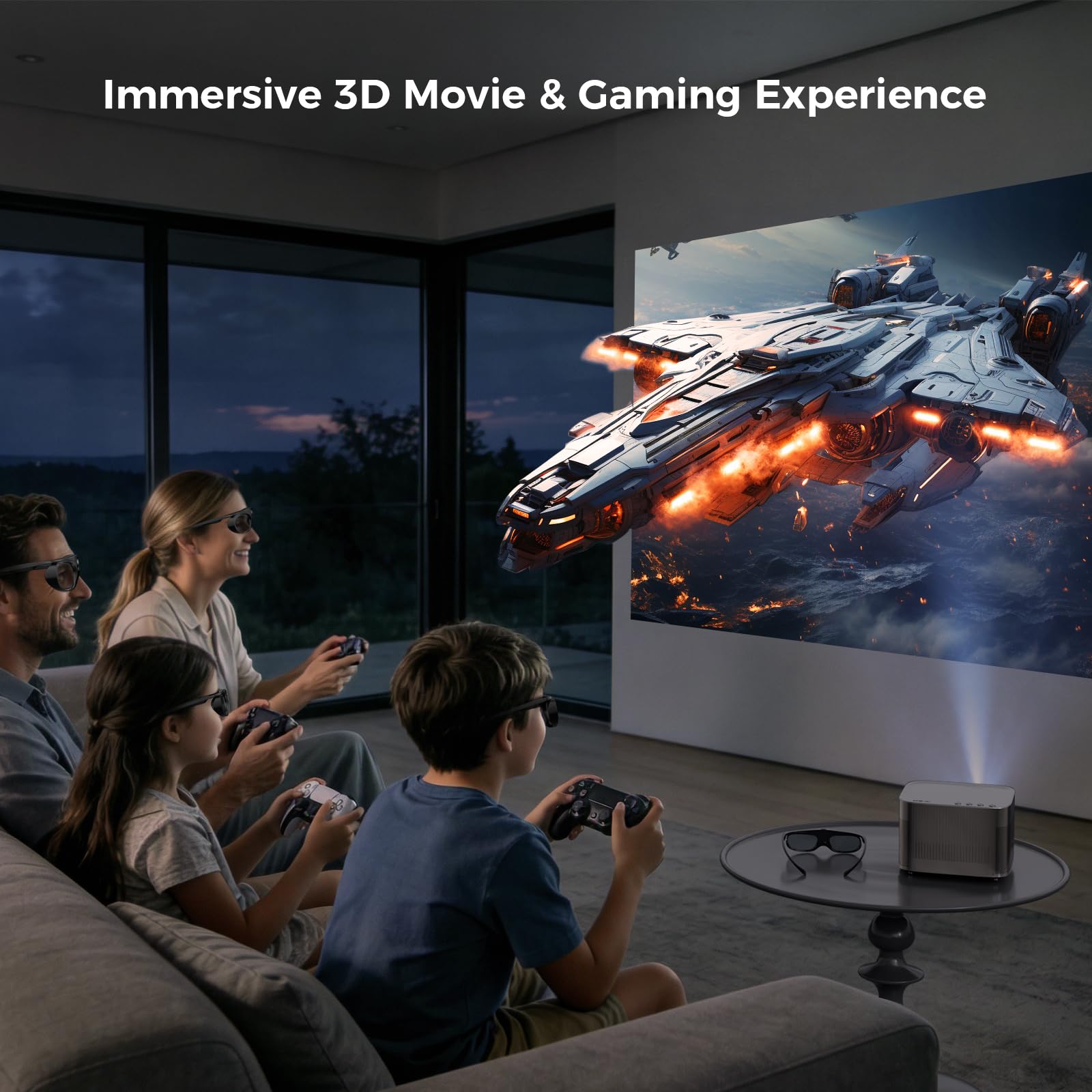 DLP Link otturatore attivo occhiali 3D, Elephas 144 Hz ricaricabile, per tutte le DLP-Link 3D projectors- Acer, ViewSonic, BenQ Vivitek, Optoma, Panasonic, Dell, ViewSonic etc (confezione da 1) 4 PACK