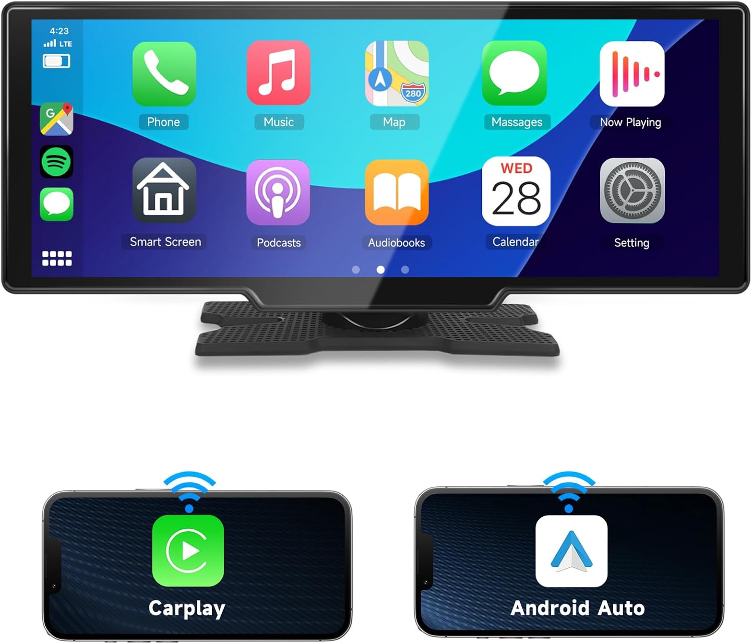 METEESER Wireless Apple Carplay Portable Car Stereo Android Auto Screen, 10.26 Inch IPS Touchscreen Car Radio in Dash Navigation Unit Player with Dual Bluetooth, Mirror Link, AUX/FM, Voice Control