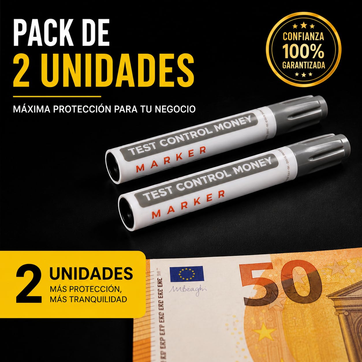 LEMON BLUE Rotulador Detector de Billetes Falsos Pack 2 Unidades