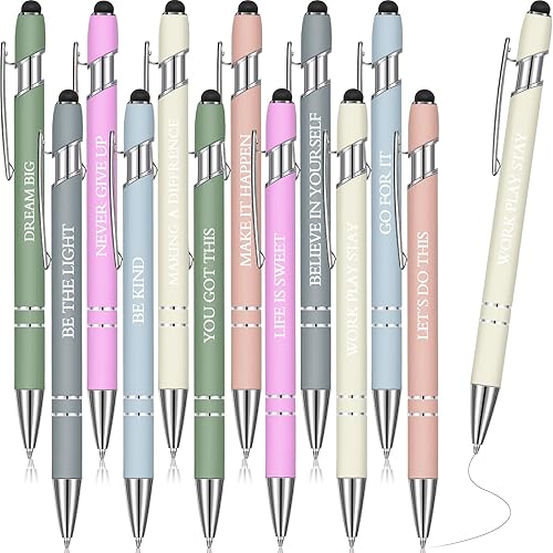 Vista 140 de Zonon - Paquete 12 bolígrafos con frases motivacionales para escuela y oficina, punta fina, escritura uniforme, citas divertidas para regalar a Rosa