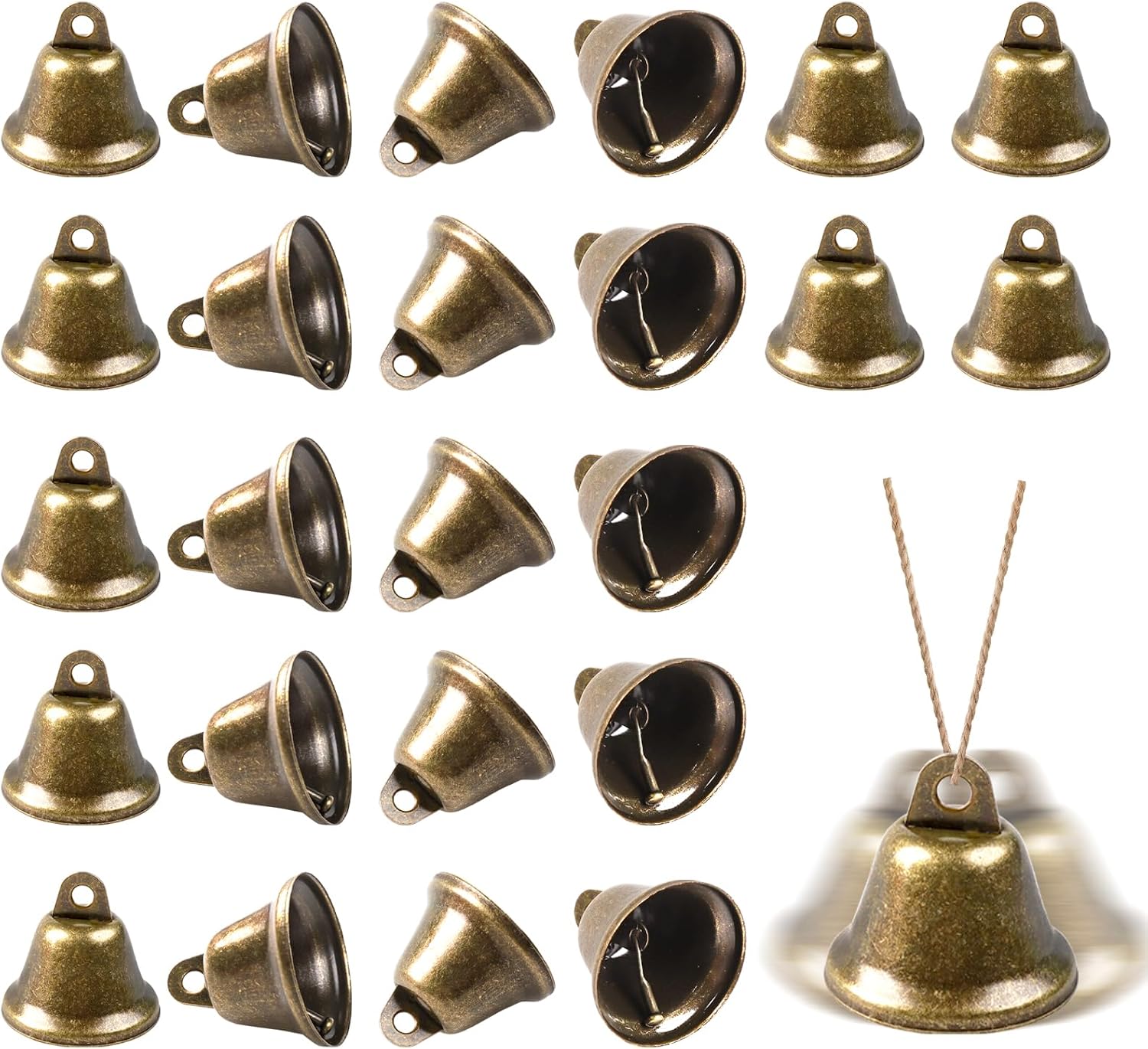 24 Pieces Craft Bells Small Bells Bronze Jingle Bells Vintage Bells Hand Bell Mini (1.7"X 1.5") for Pet Dog Potty Training Dog Door Bells Wedding Dogs Collar Christmas Tree Hallowmas Crafts Decoration