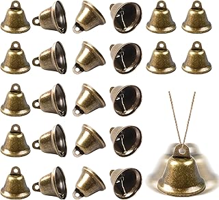 24 Stück Glöckchen zum Basteln,3.8cm Kleine Glöckchen,Bronze Vintage Glocken,Goldene Glocke Kleine Anhänger Jingle Bells für Ostern Dekorationen,DIY Festliche Deko,Windspiele,Hochzeiten,Hundetraining