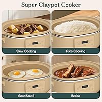 Vista 4 de MAGNIFIQUE 4 Quart Programmable Casserole Slow Cooker, 8-in-1 Multi Cooker with Removable Non-Toxic Stoneware Crock, Claypot Slow Cooker