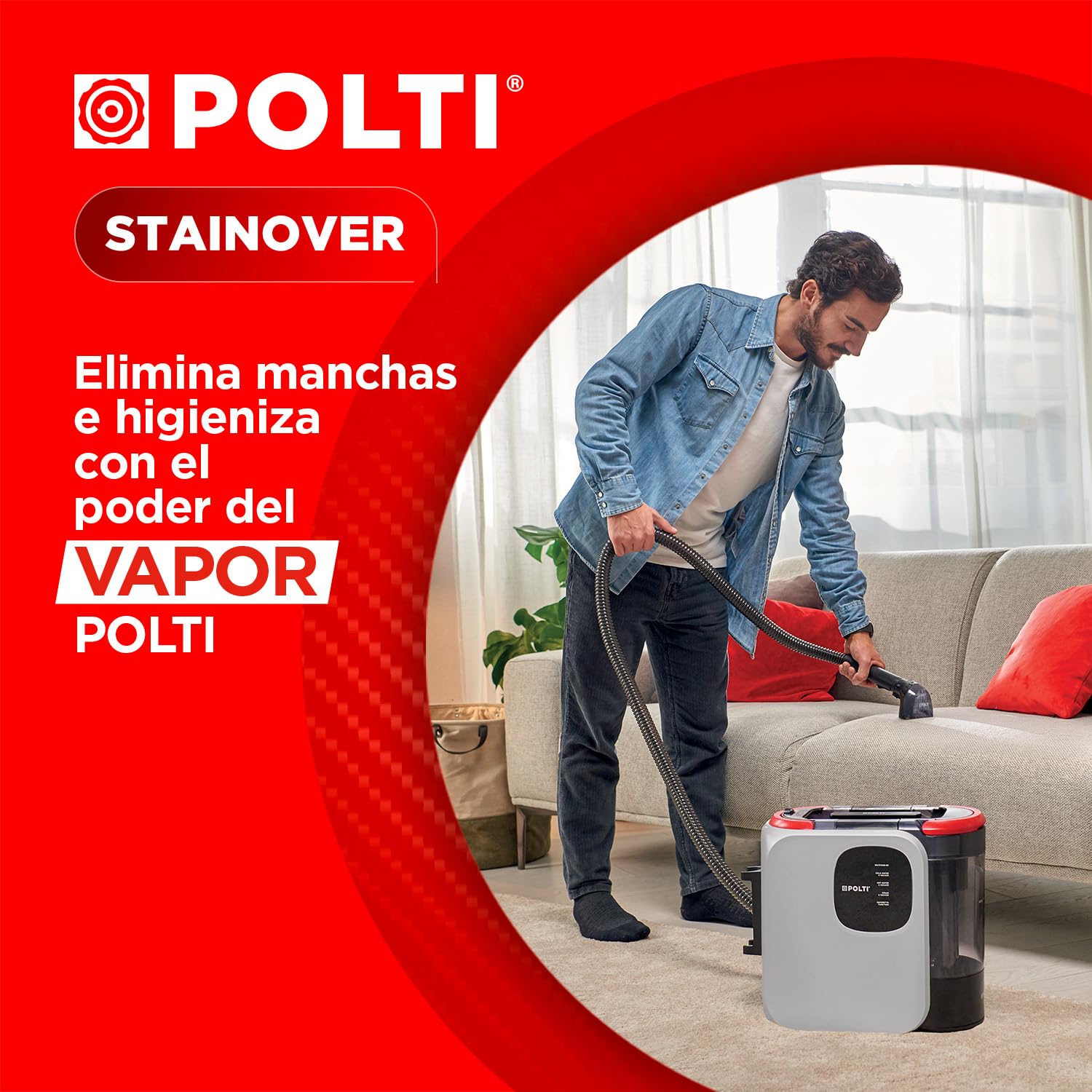 Polti StainOver SC20, Limpia Tapicerías a Vapor 4 en 1 para Eliminar Manchas, Quitamanchas con Función Vaporetto, Ideal para Quienes tienen Animales, 9 accesorios incluidos, Gris