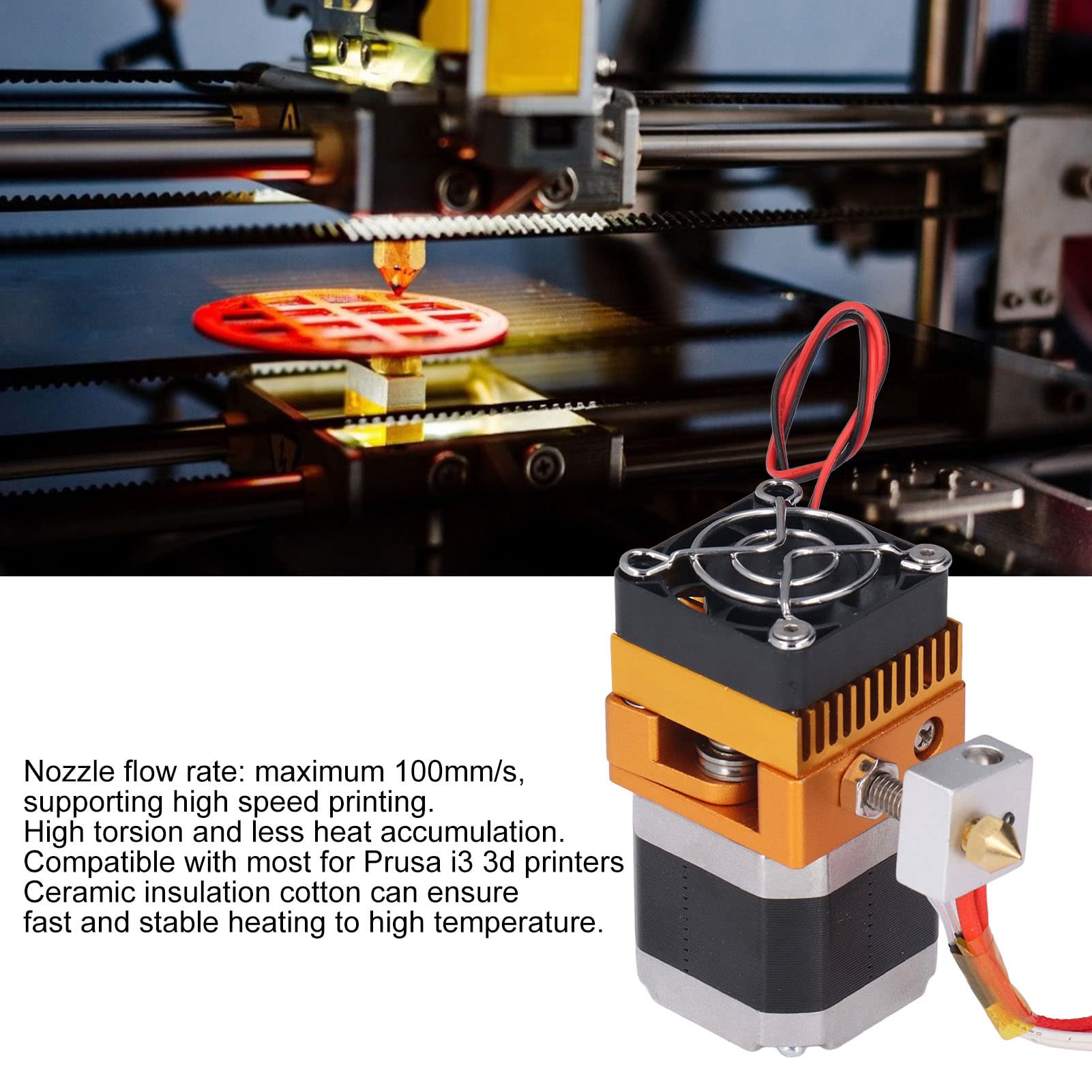 Ugello Estrusore Kit Estrusore Stampante 3D Parti Estrusore Stampante 3D a Riscaldamento Rapido in Lega di Alluminio Compatibili con La Maggior Parte delle Stampanti(24v40w)