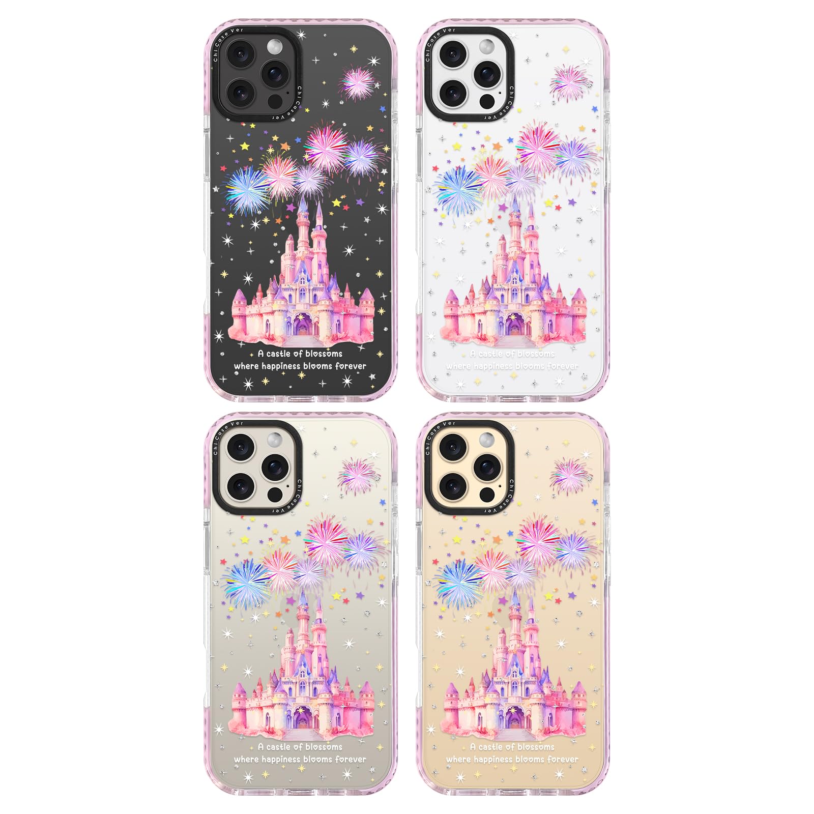 Funda para iPhone 16 Pro, diseño artístico de fuegos artificiales de castillo de ensueño para mujeres, niñas y adolescentes, bonita funda protectora de TPU suave y delgada para iPhone 16