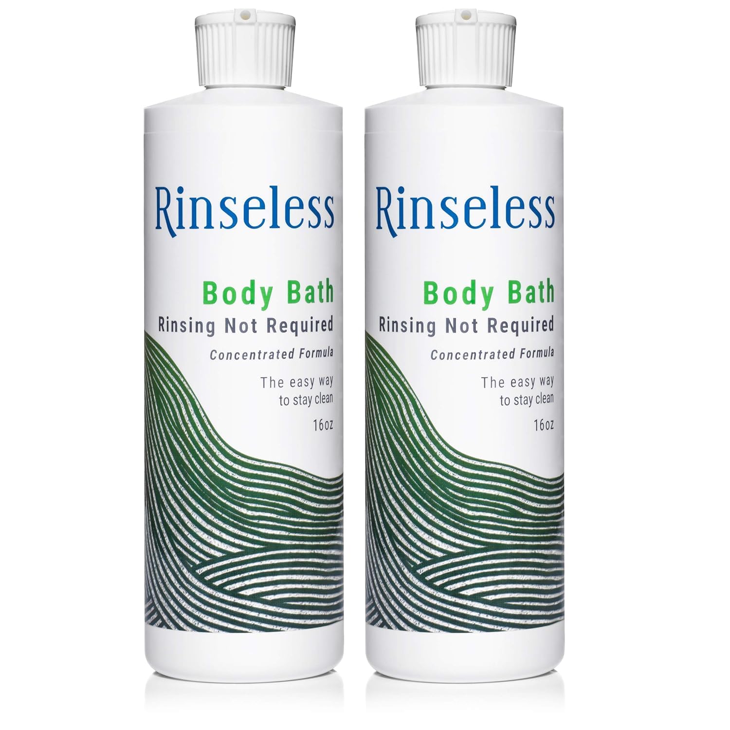 RINSELESS Waterless Body Bath Wash 16 Oz (Pack of 2) No Water Rinse Needed