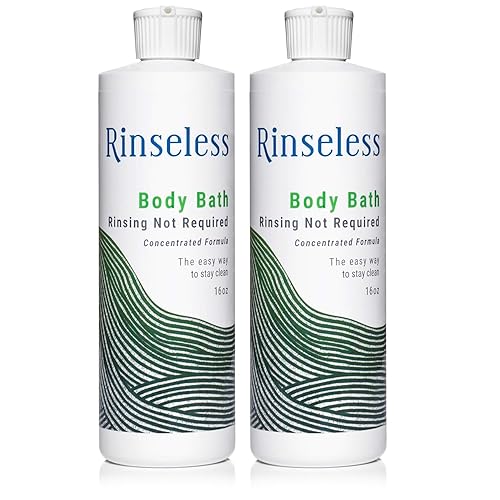 RINSELESS Gel de baño corporal sin agua de 16 onzas (paquete de 2)  No necesita enjuague de agua, fórmula concentrada que hace 32 baños de esponja