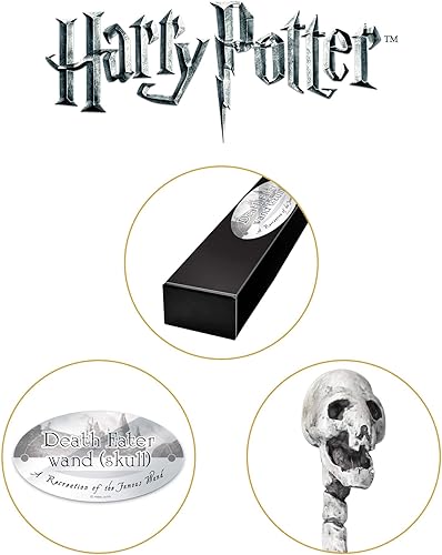 Miniatura 5 de The Noble Collection - Varita de personaje de calavera mortífero - Varita del mundo mágico de 14 pulgadas (13.8 in) con etiqueta de nombre - Juego