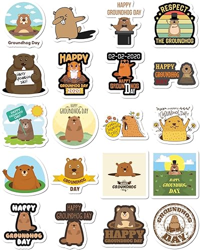 Calcomanías de vinilo adhesivas de marmota para el día del automóvil portátil bicicleta camión para botella de agua decoración del hogar equipaje