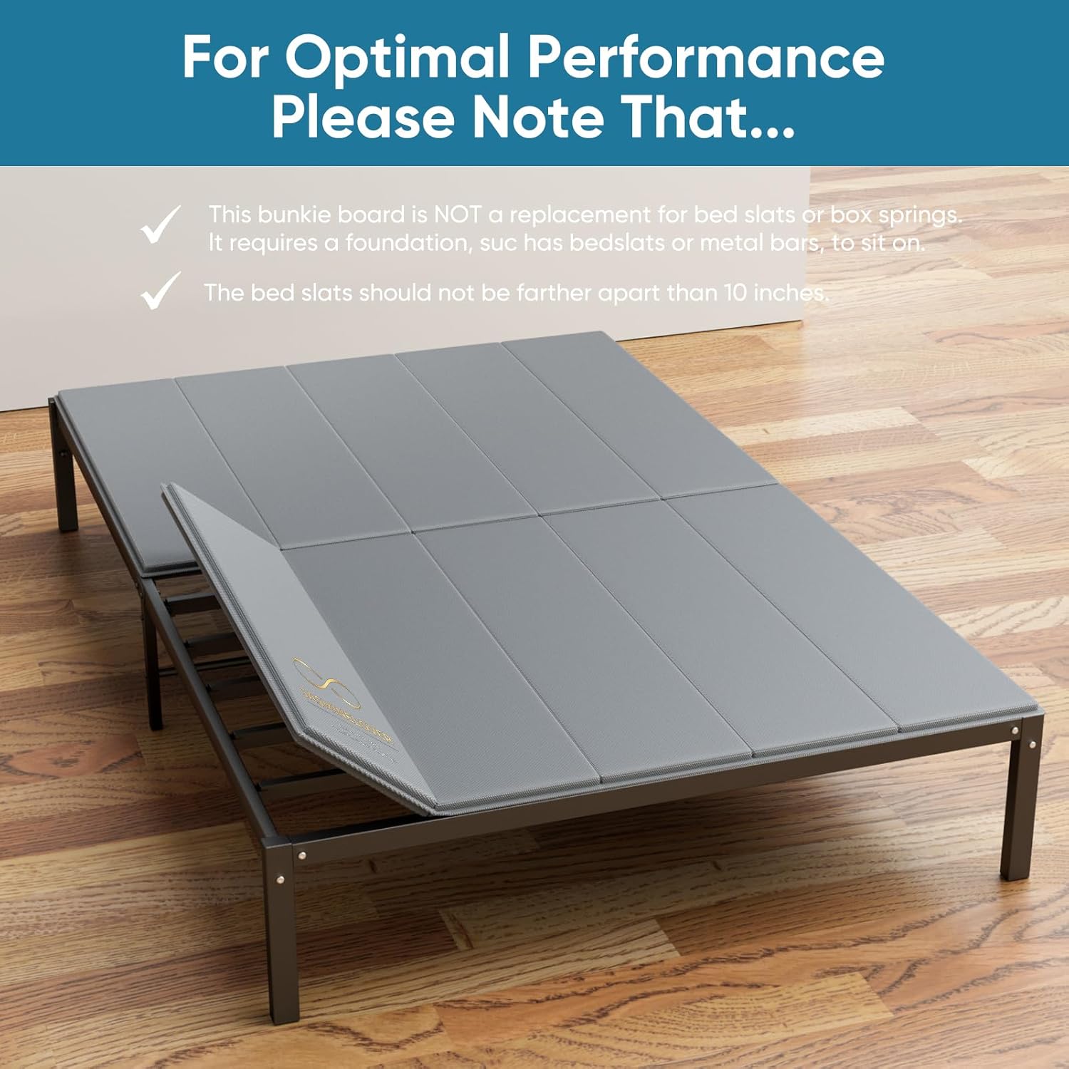 JASMINELOVER Bunkie Board King Size Bed Boards for Under Mattress 76"x80" - Heavy Duty Reinforced Wood Support Board with Anti-Sag Design, Fits Metal Frames/Platform Beds/Sleeper Sofas - Grey King-Size (76X80")