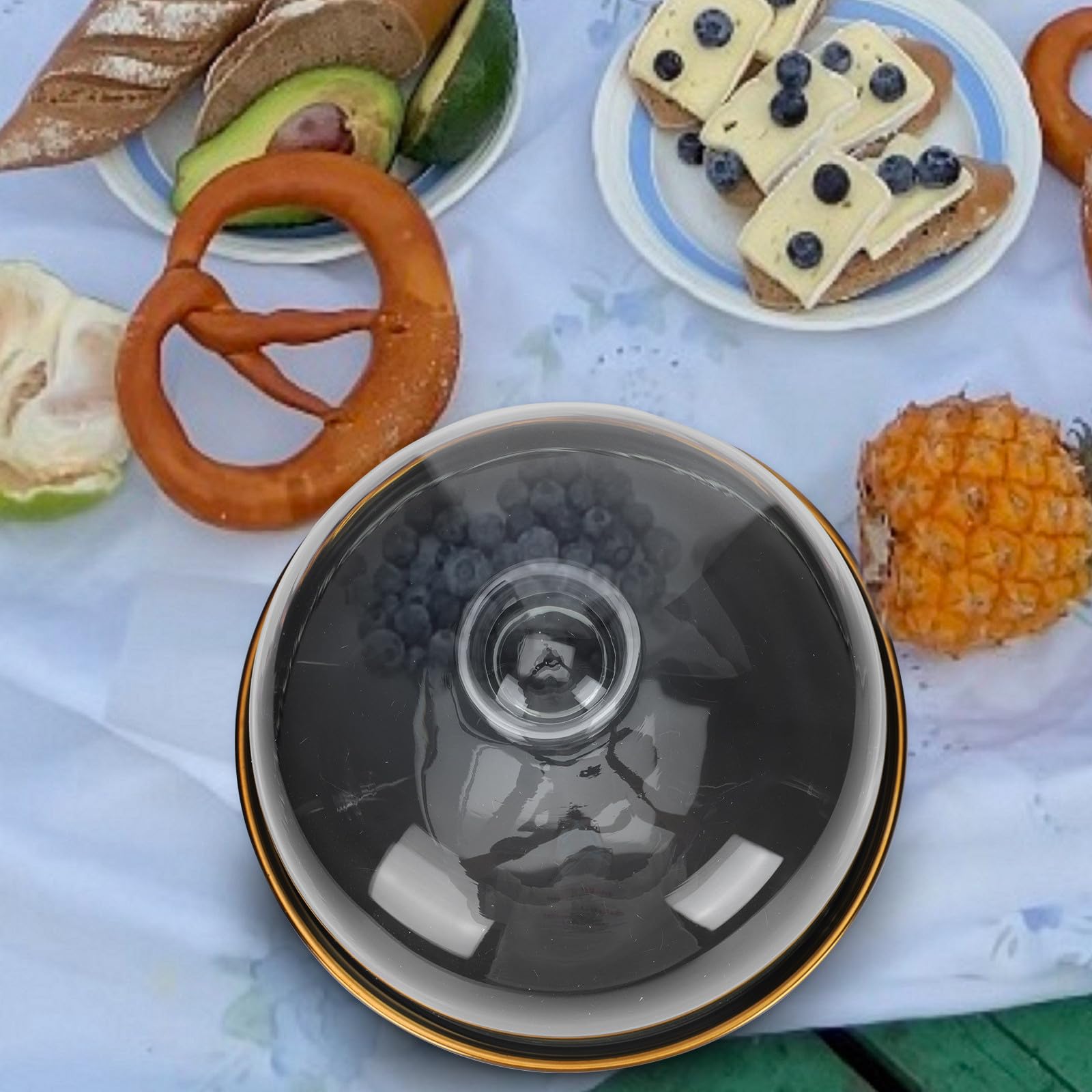 Cloche à Fromage en Verre Plateau de Service Alimentaire en Céramique Rose pour Desserts, Fruits et Repas Festifs