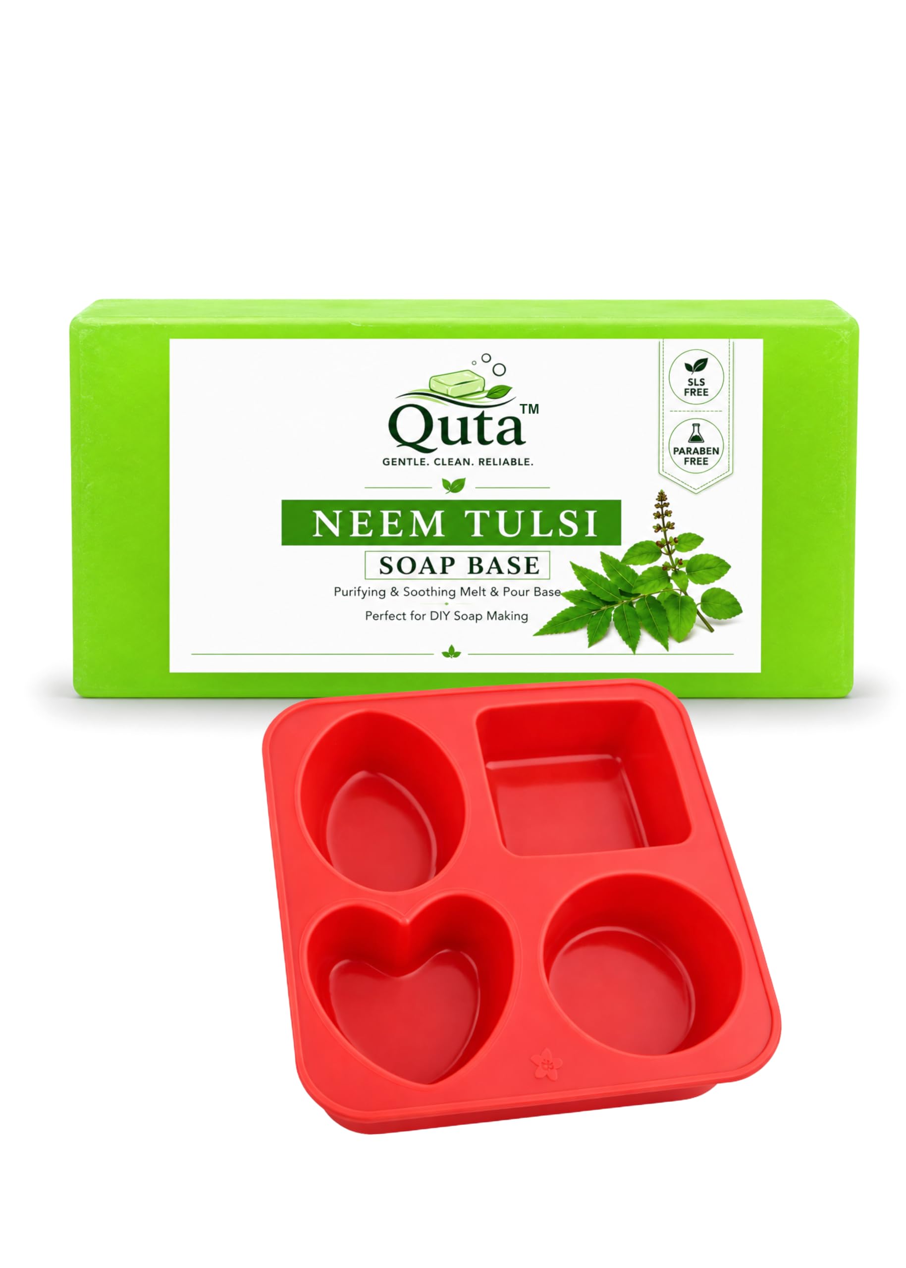Neem Tulsi Soap Making Kit – Melt & Pour Herbal Glycerin Soap Base with Silicone Soap Mould for DIY Handmade Soaps – Natural Cleansing Formula – 500 g-image-9