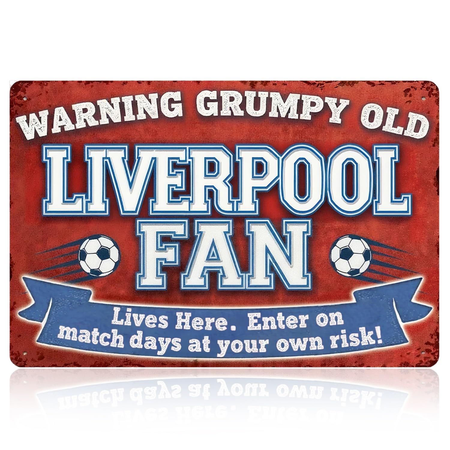 Football Club Sign for Liverpool, Metal Sign Liverpool Gifts for Men Boys, Tin Sign Metal Poster Wall Art Liverpool Football Club Chant - Warning Grumpy Old Liverpool Fan Lives Here