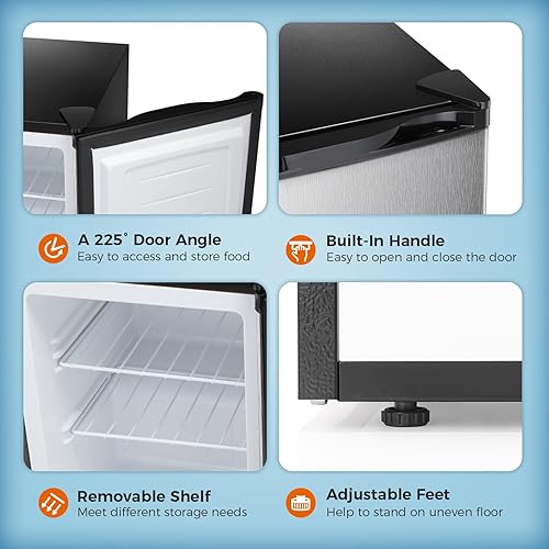 Miniatura 46 de Kismile Congelador vertical, mini congelador de 3.0 pies cúbicos con puerta individual reversible, estantes extraíbles, congelador pequeño con Blanco