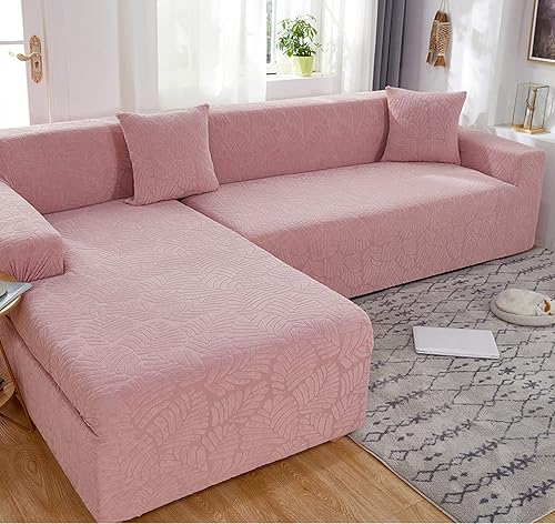 Miniatura 7 de IMYOGI Fundas de sofá de alta elasticidad con estilo en forma de L, fundas de sofá de color sólido, tela jacquard, lavable a máquina, protector de