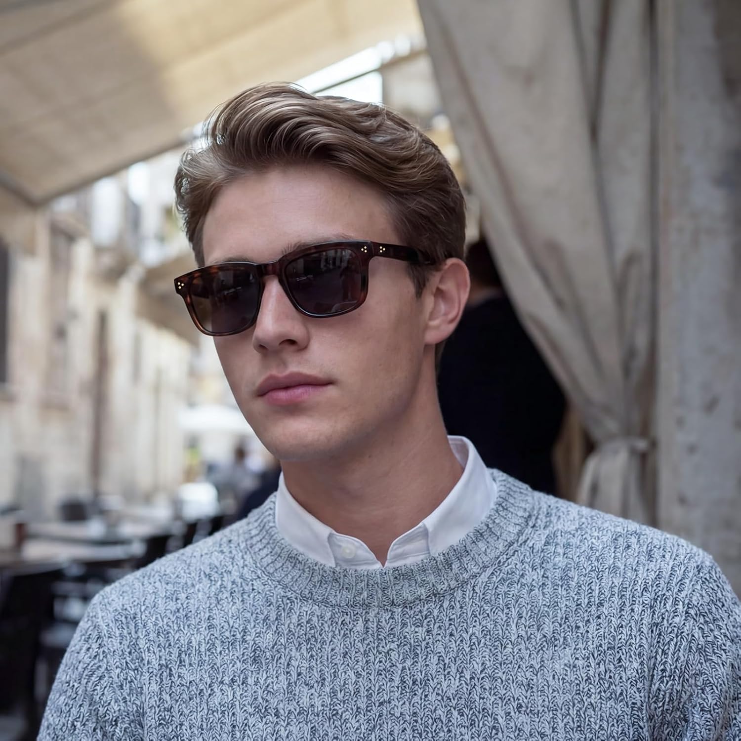 Retro Polarized Sunglasses for Men, UV400 Protection & Handmade Acetate Frame, Classic Rectangular Design